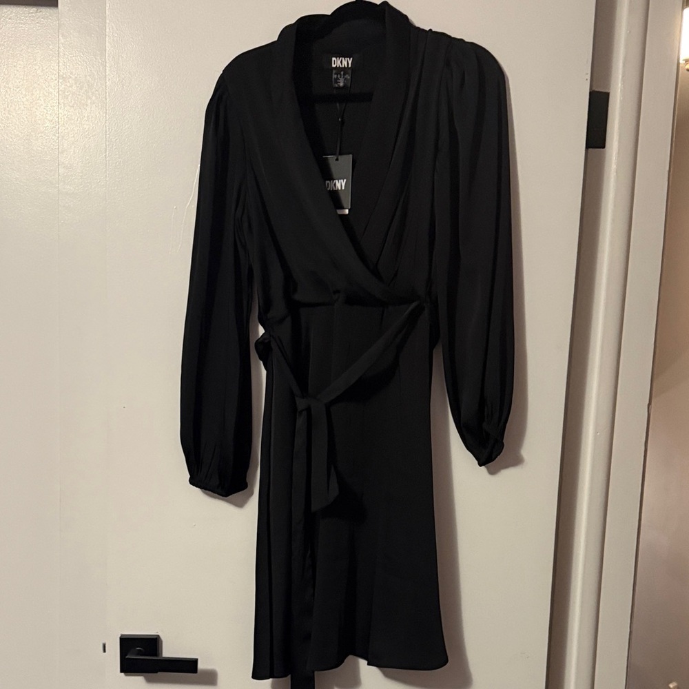DKNY Elegant Black Long Sleeve Dress